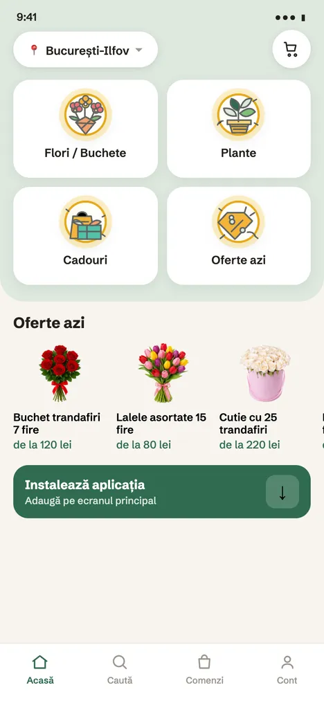 Demo Flower Express pe telefon